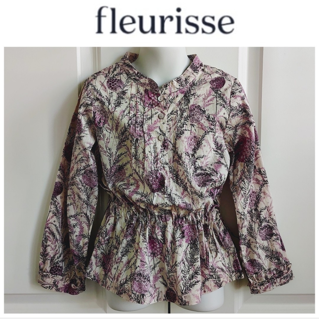 Fleurisse Floral Peplum Blouse Ny Brand